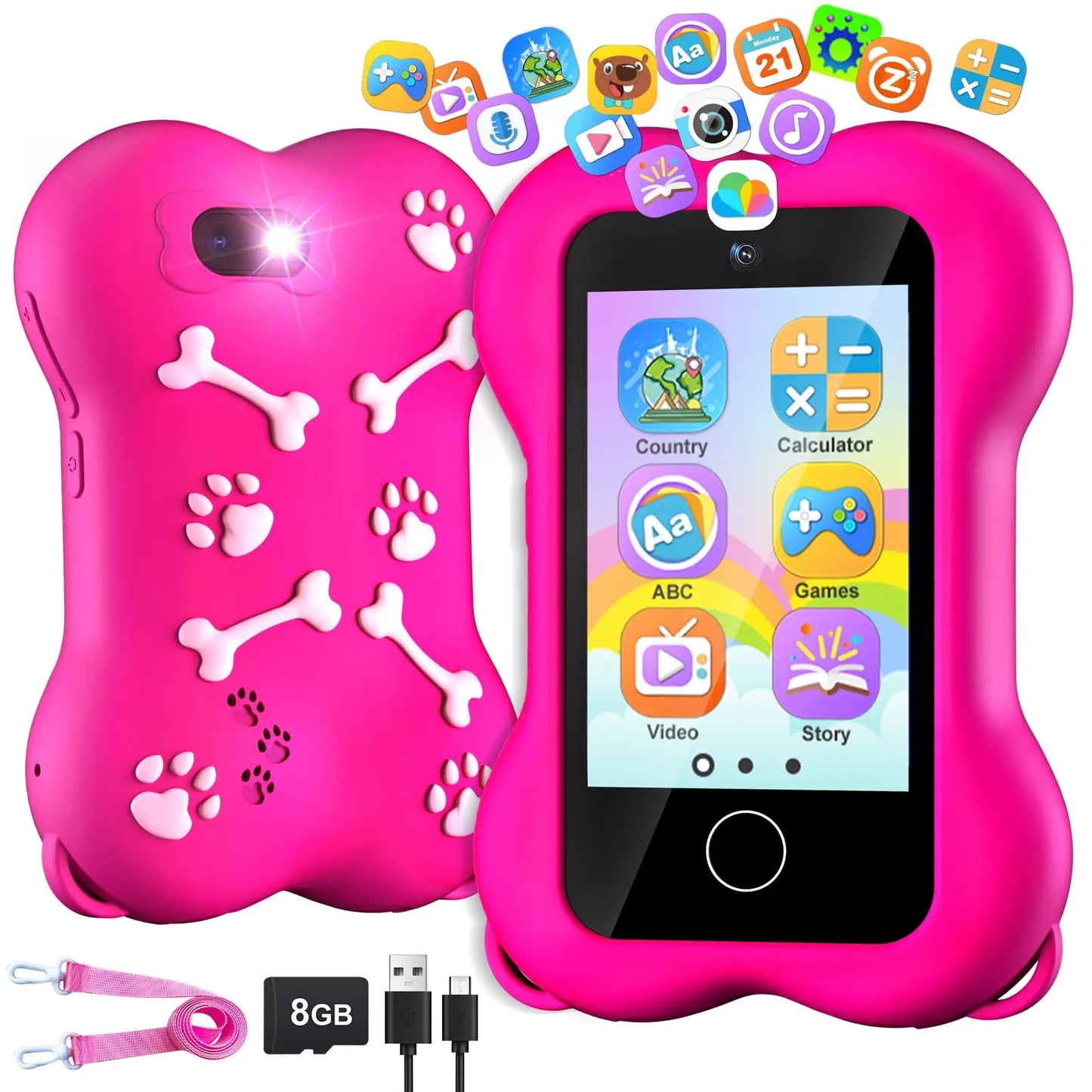 Cute Paws Kids Smartphone Touch Screen Dual Camera Cellphone Toddlers