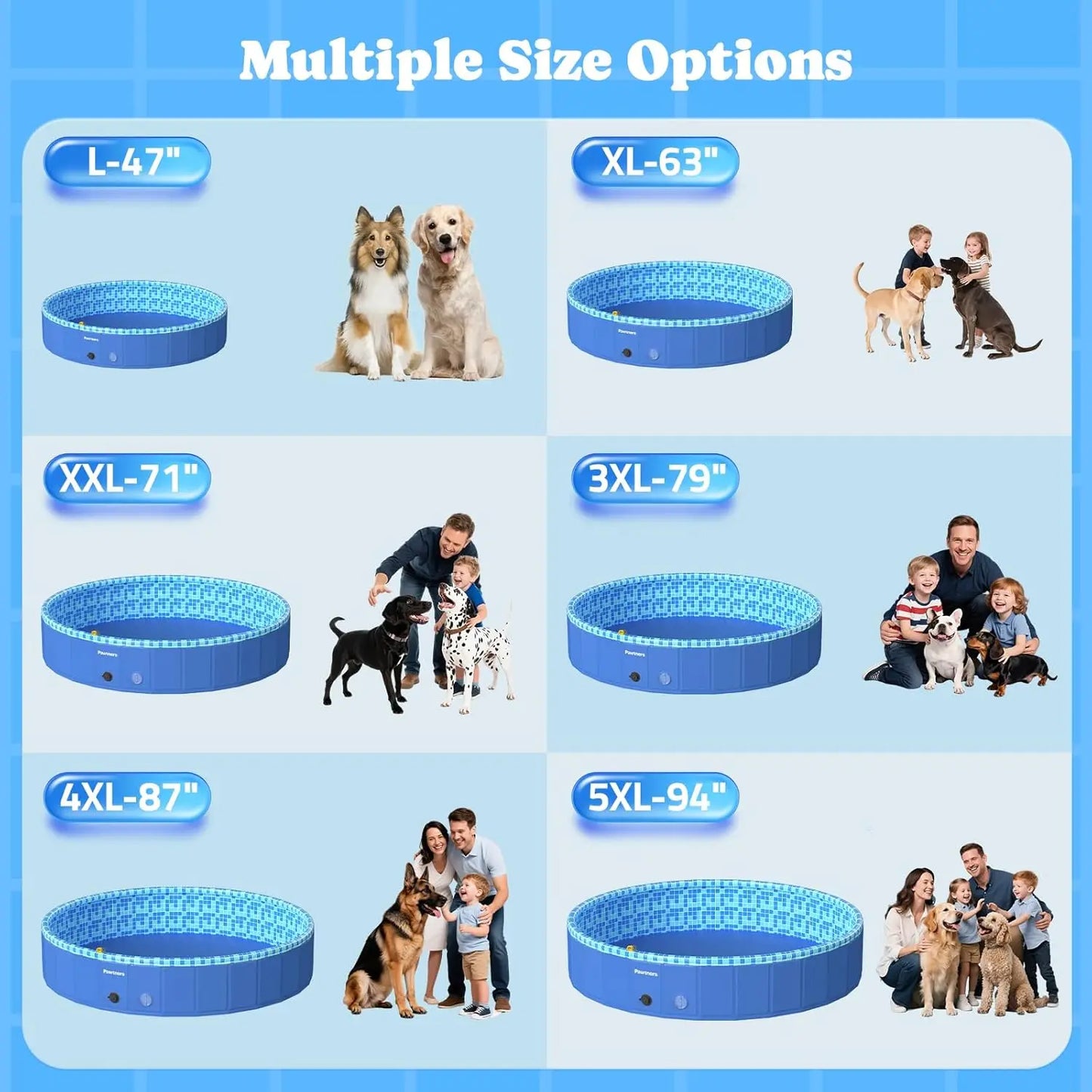 Foldable Dog Pool With Sprinkler RGB LED Light Collapsible Plastic