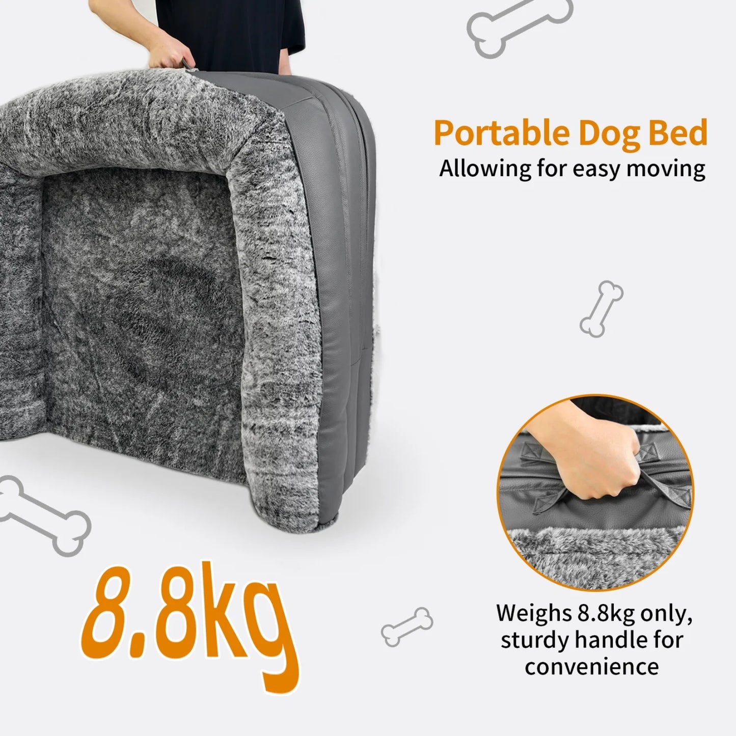 BINGOPAW Orthopedic Foldable Dog Bed With Plush Bolster Cushion