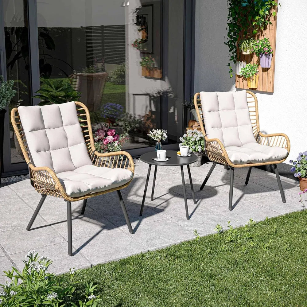Outdoor Bistro Set With Coffee Table And Cushions For Patio