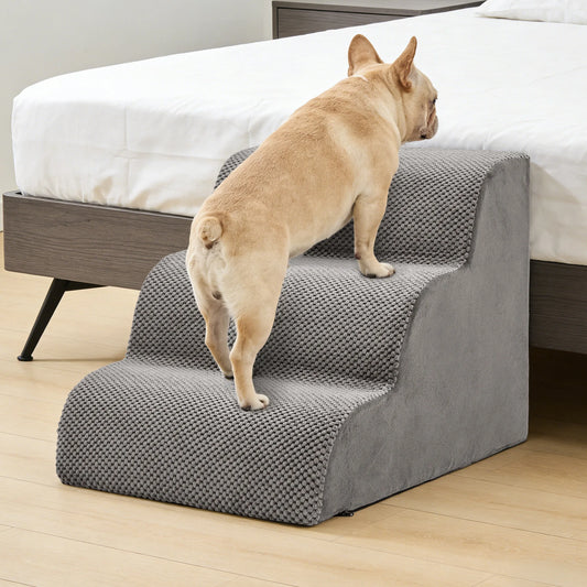 3-5 Step High-Density Foam Dog Stairs Curved Ramp Indoor Non-Slip