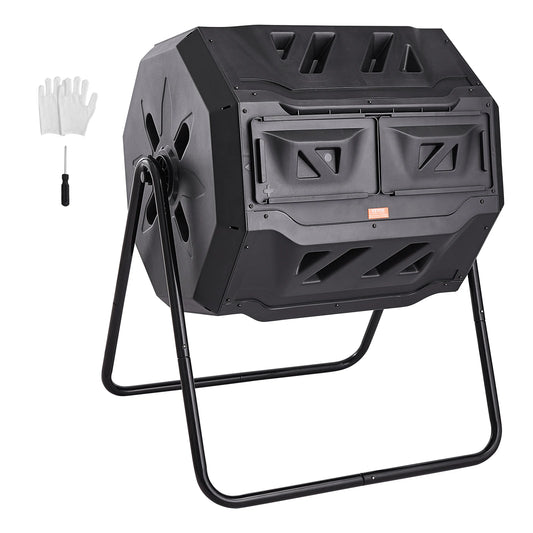 SucceBuy Dual Chamber Tumbling Compost Bin BPA Free For Garden