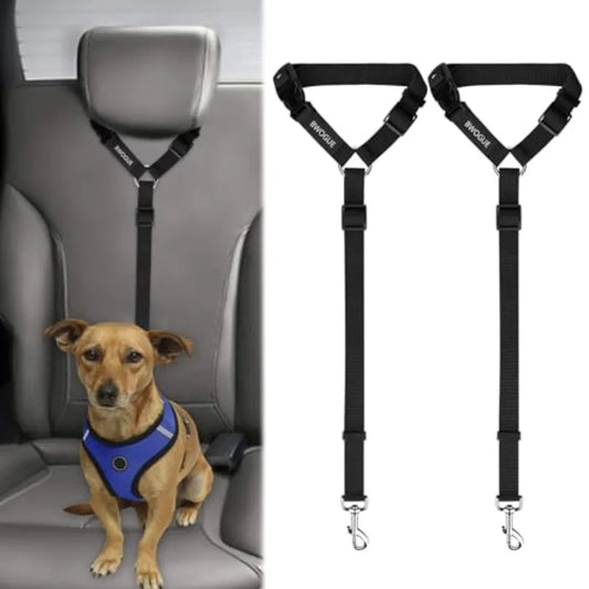 Two Pack Dog Cat Safety Seat Belt Straps Car Headrest Restraint Adjustable Nylon