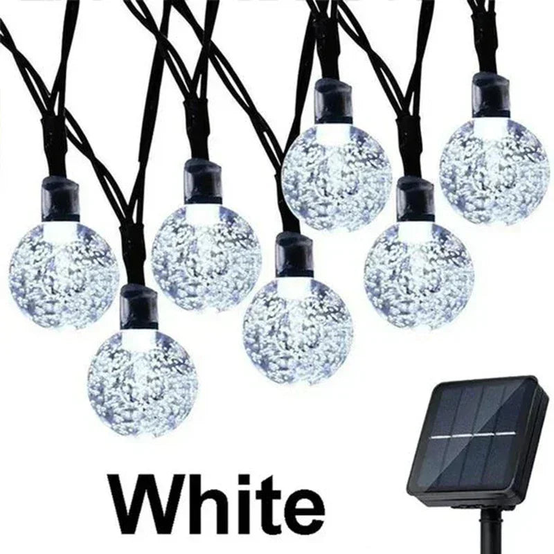 Solar Outdoor String Lights Crystal Fairy Garland 8 Modes Waterproof