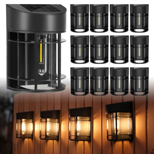 Solar Fence Lights 12 Pack Outdoor Waterproof Garden Deck