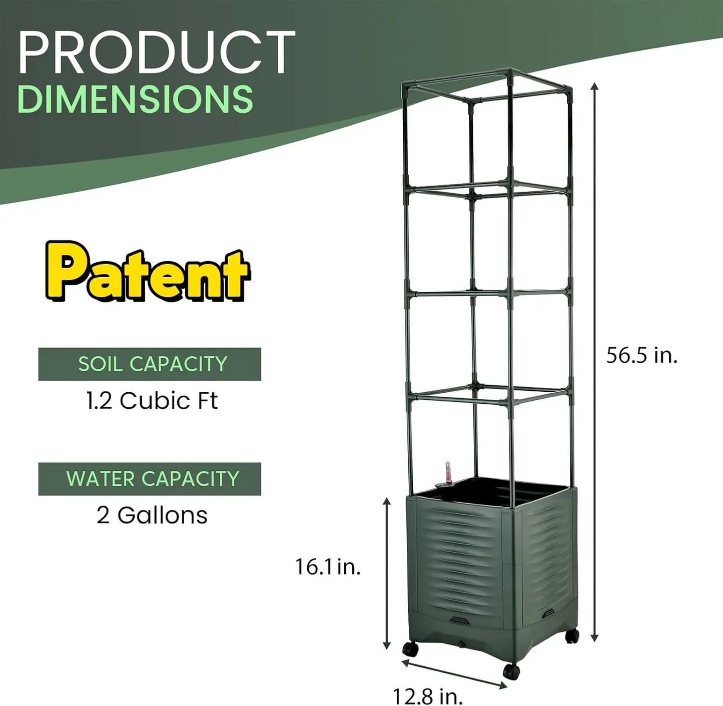 Self-Watering Tomato Planter With Wheels Metal Trellis And Water Indicator