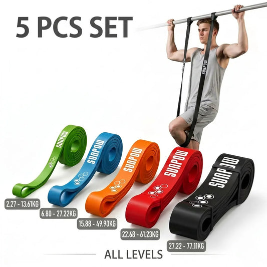SUNPOW Natural Latex Resistance Bands Five Pack Pull Up Assistance