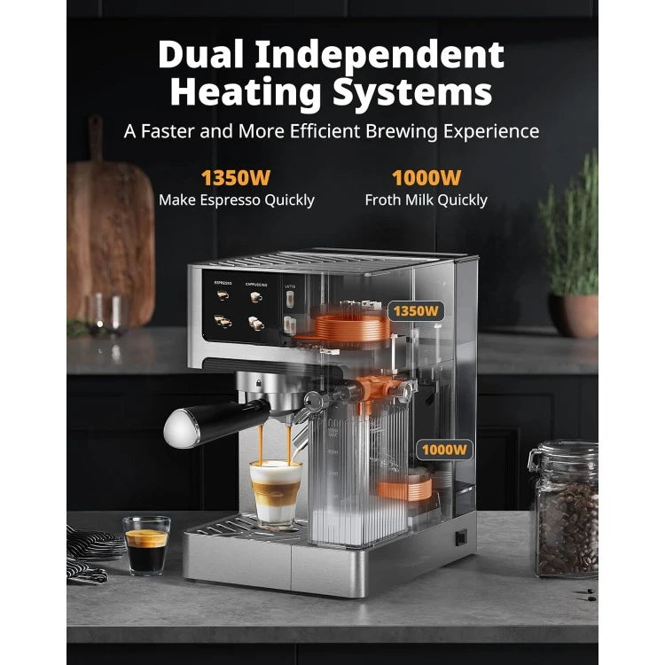 Espresso Cappuccino Machine 20 Bar Dual Boiler 3 In 1 Automatic Milk Frother