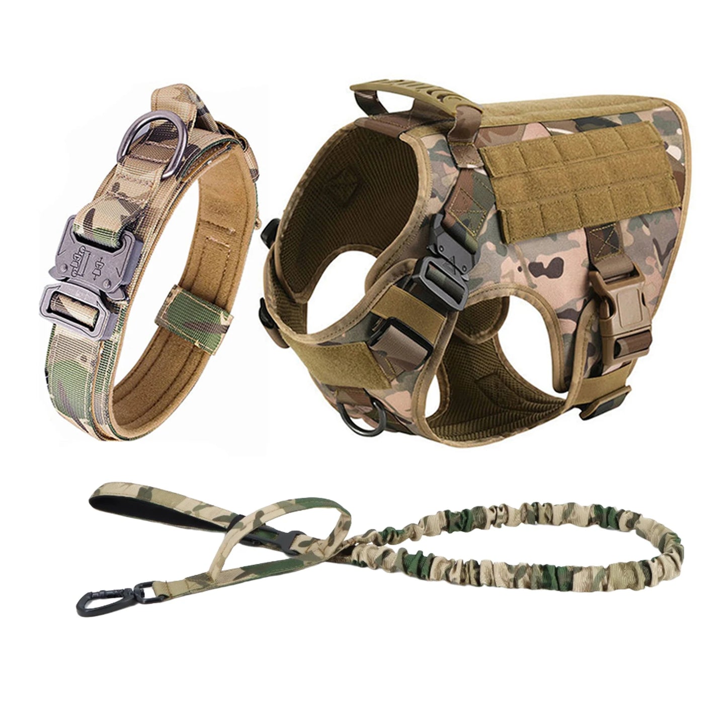 Tactical Dog Harness With Molle Pouches For Medium Large Dogs