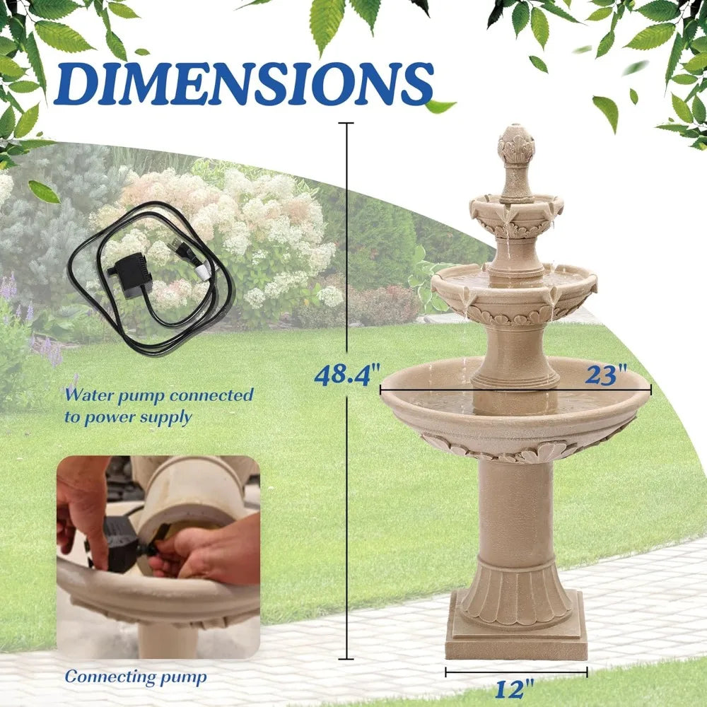 DAFIFY Outdoor Water Fountain Garden Cascading Floor Waterfall