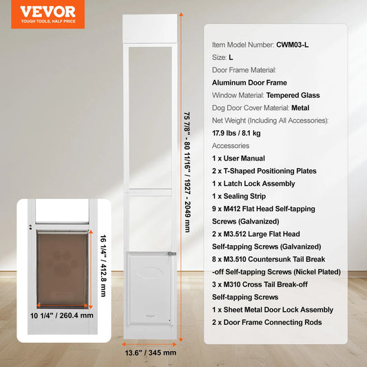 SucceBuy Dog Door For Sliding Glass Doors Aluminum Frame