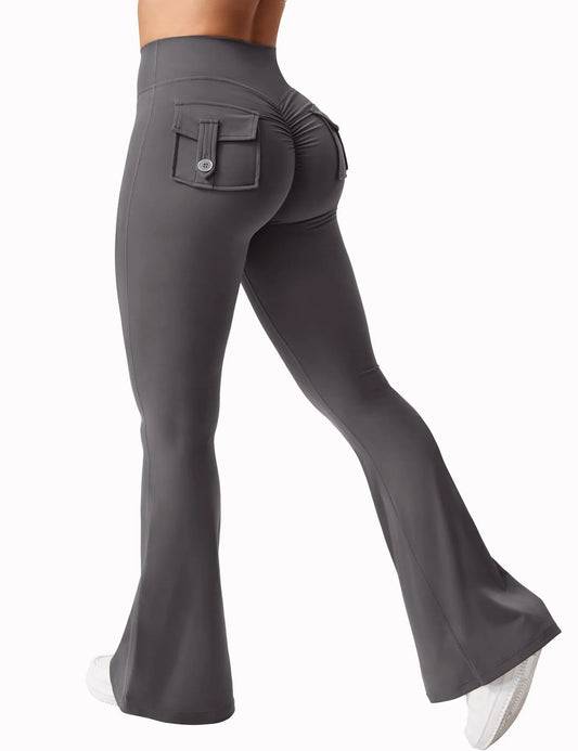 Women's Cargo Pocket Fitness Tights High Waist Yoga Running Pants