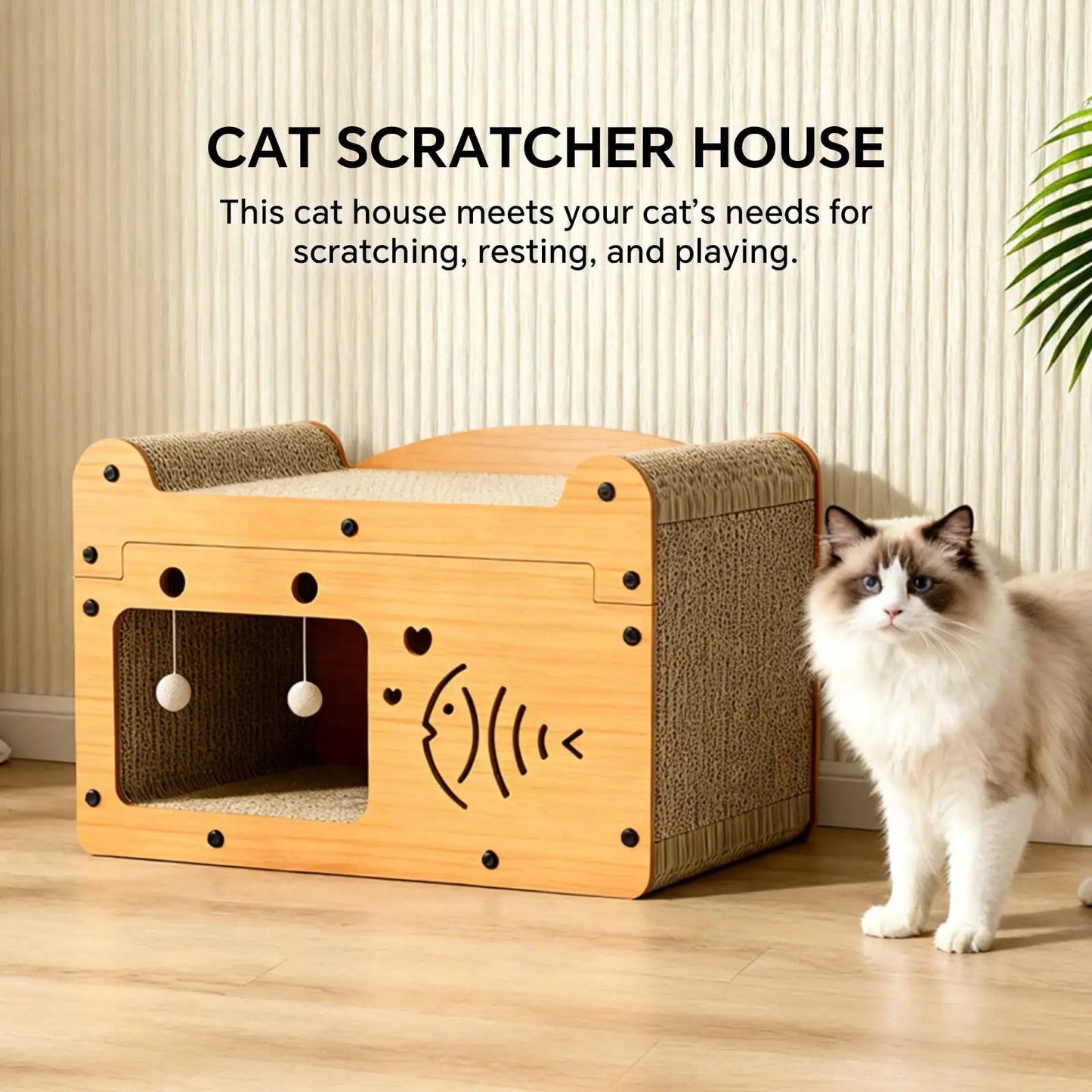 Cat Scratching Board And Resting Bed Durable Cardboard Scratcher