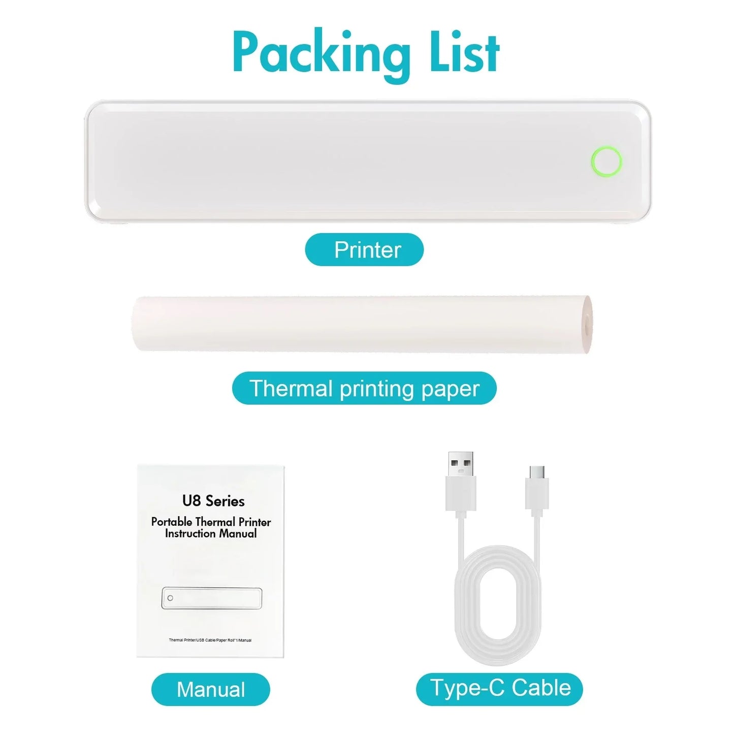 Portable Wireless Inkless Thermal Label Printer For Travel And Office