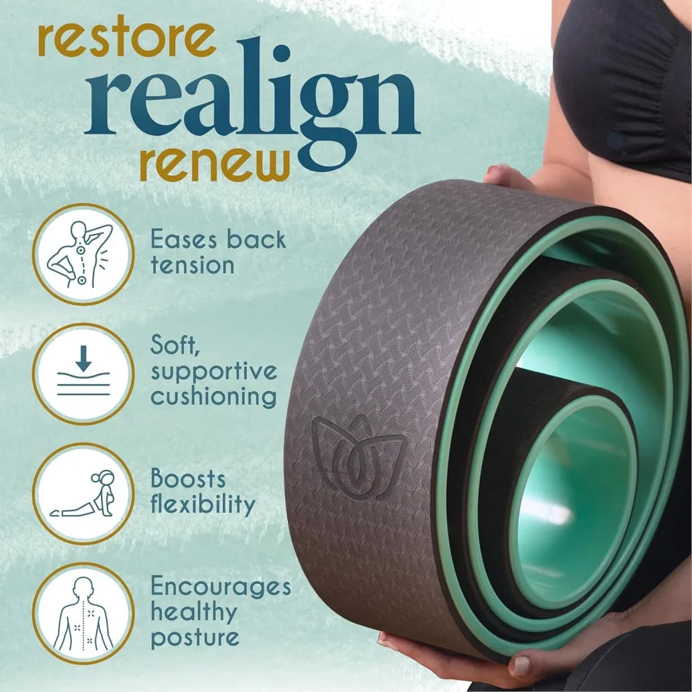 YTYIN Yoga Wheel 3 Pack Back Stretcher Roller For Relief