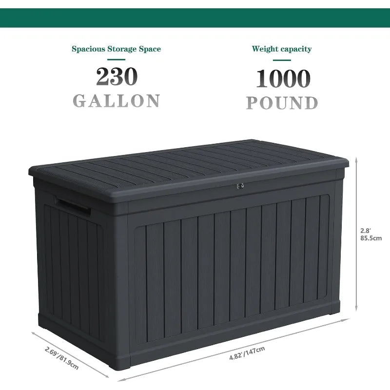 Lockable Resin Deck Box Outdoor Storage Waterproof UV Resistant