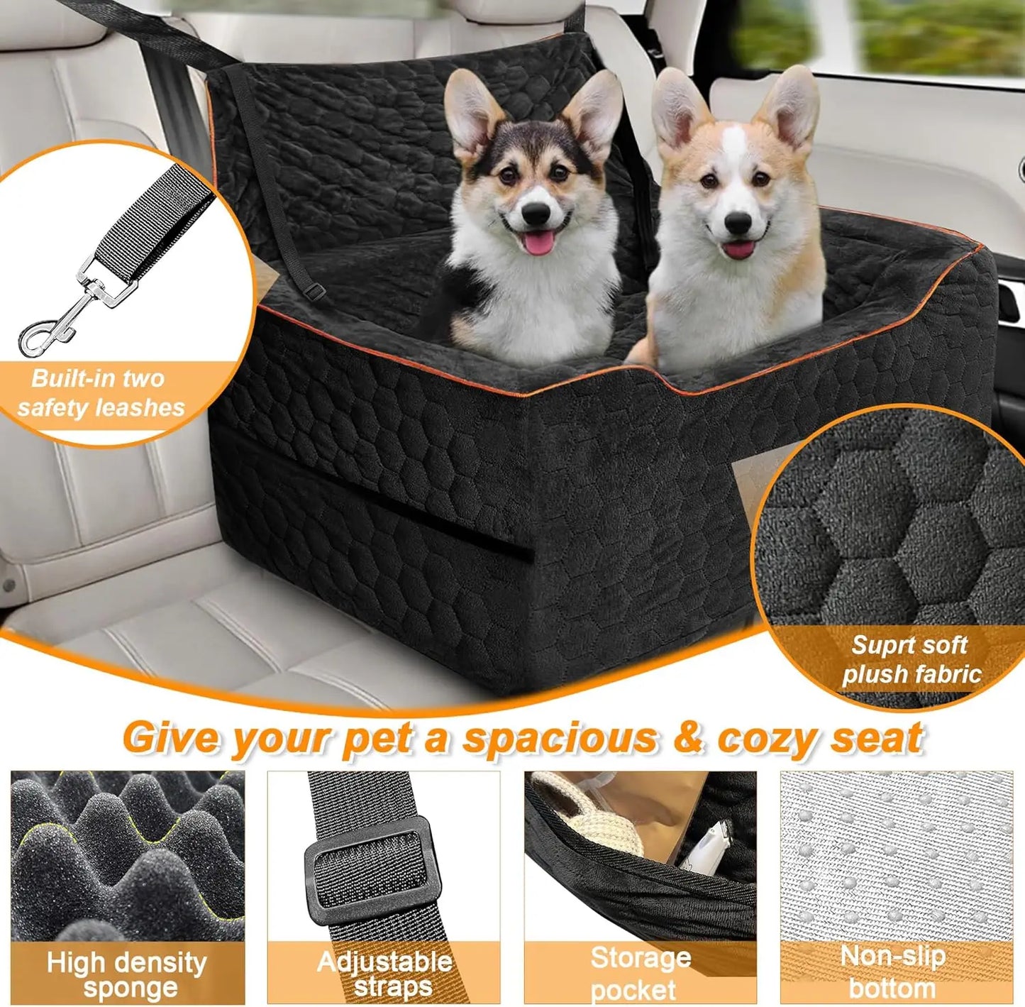 Dog Car Seat For Medium Large Dogs Washable Booster Seat