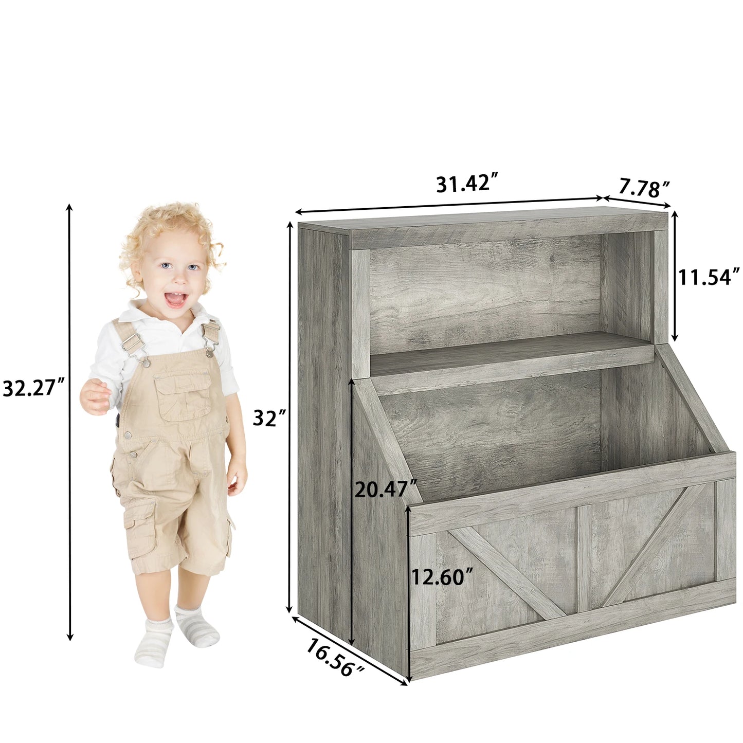 Wooden Kids Bookshelf Toy Storage Organizer For Playroom