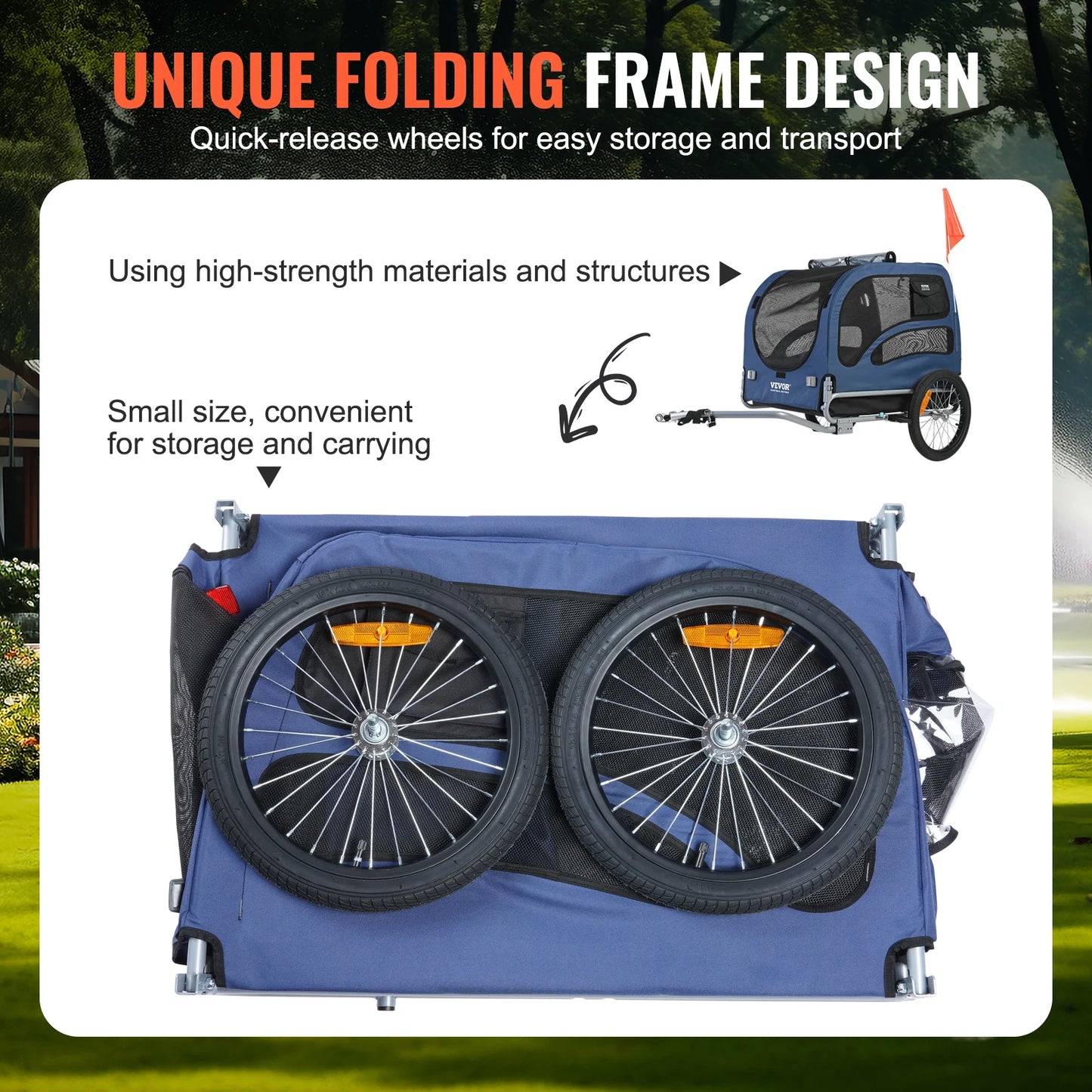 Pet Bike Trailer Carrier For Dogs Collapsible Reflectors And Flag