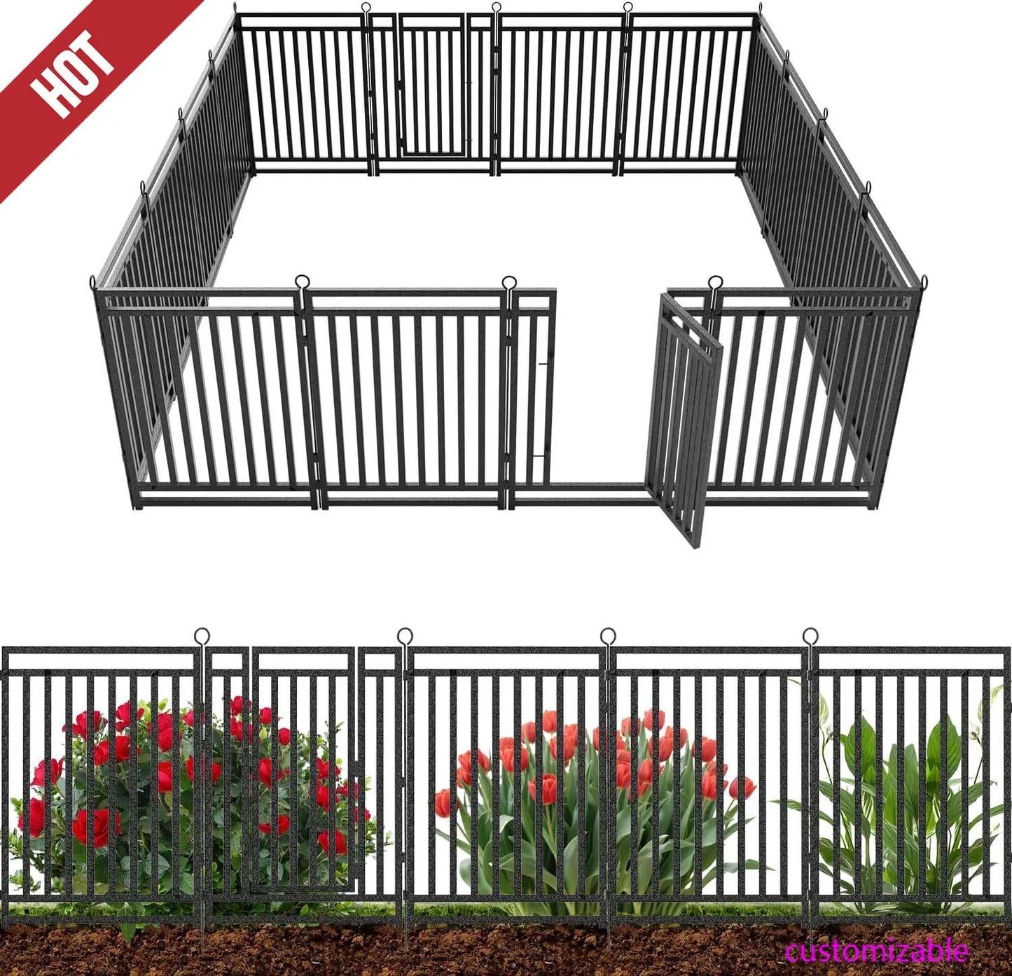 XMSJ Decorative Garden Fence For Yard And Dog Enclosure
