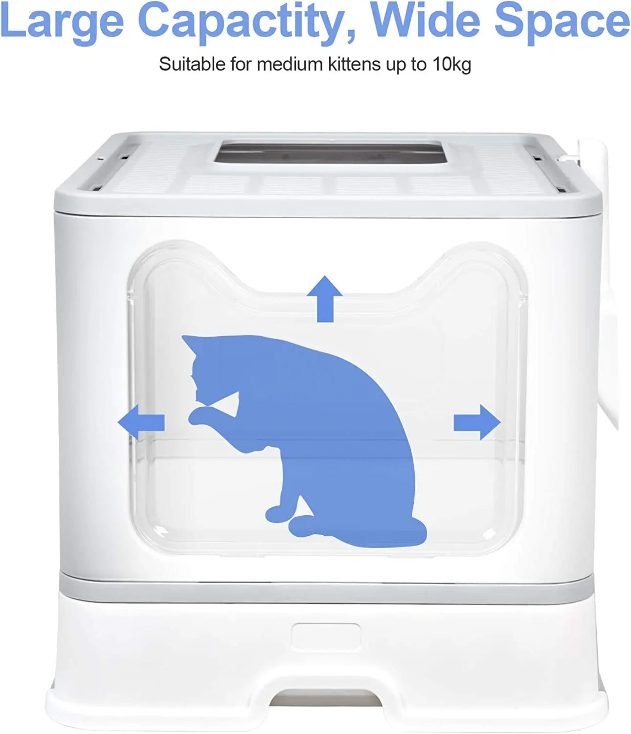 Front Entry Cat Litter Tray With Scoop And Drawer Foldable