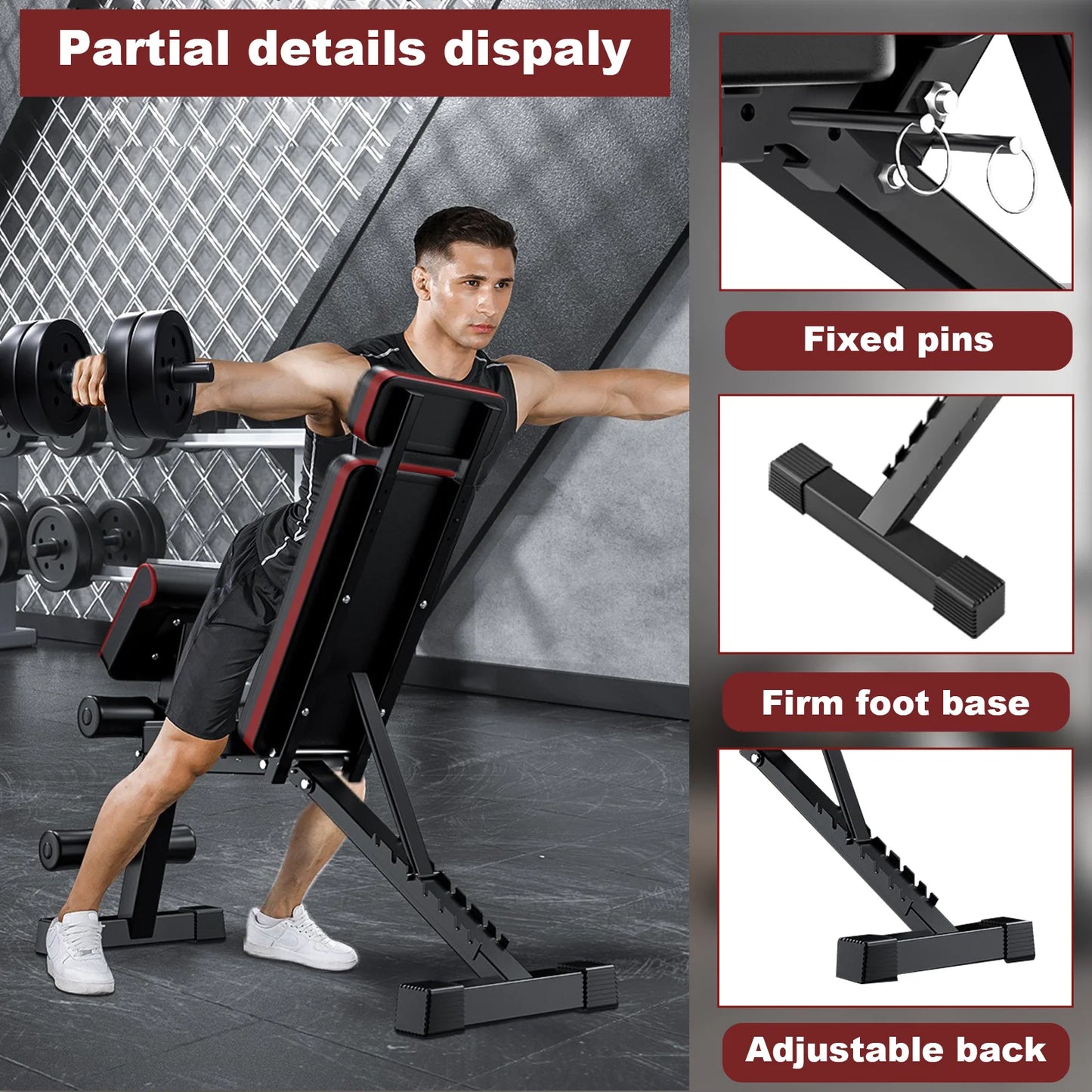 Foldable 7 Level Weight Bench for Full Body Strength Training