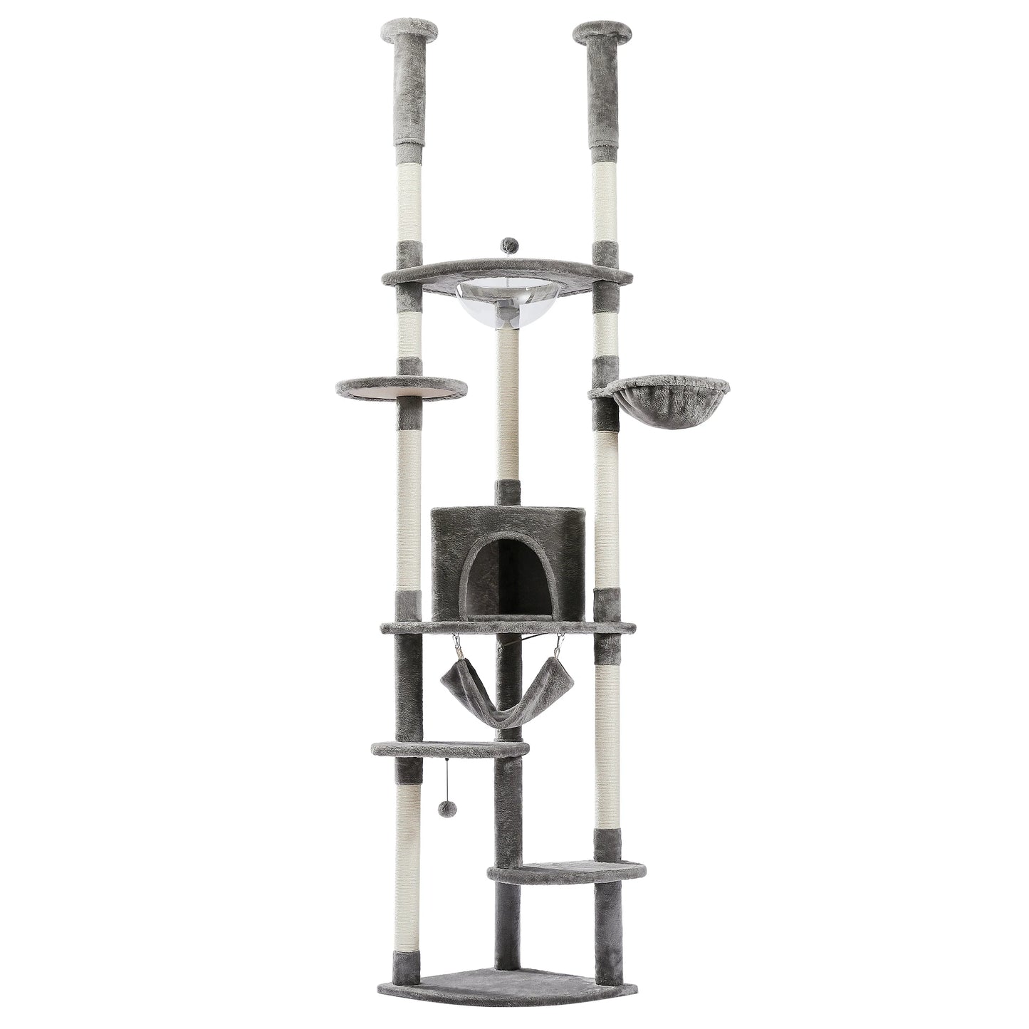 PEQULTI Cat Tree Tower With Acrylic Perch Hammocks Five Tiers Indoor Cats