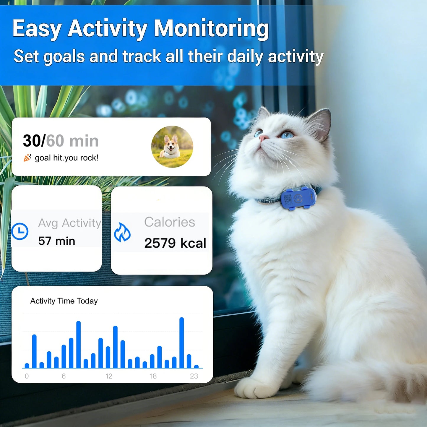 WANWAYTECH GPS Pet Tracker for Dogs and Cats Real Time Tracking QR Code
