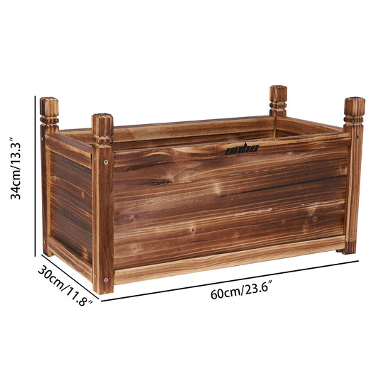 Wood Planter Box Outdoor Raised Garden Planter Bed For Flowers