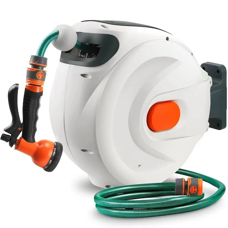 Retractable Garden Hose Reel Wall Mounted Auto Rewind 180 Degree Pro Bracket