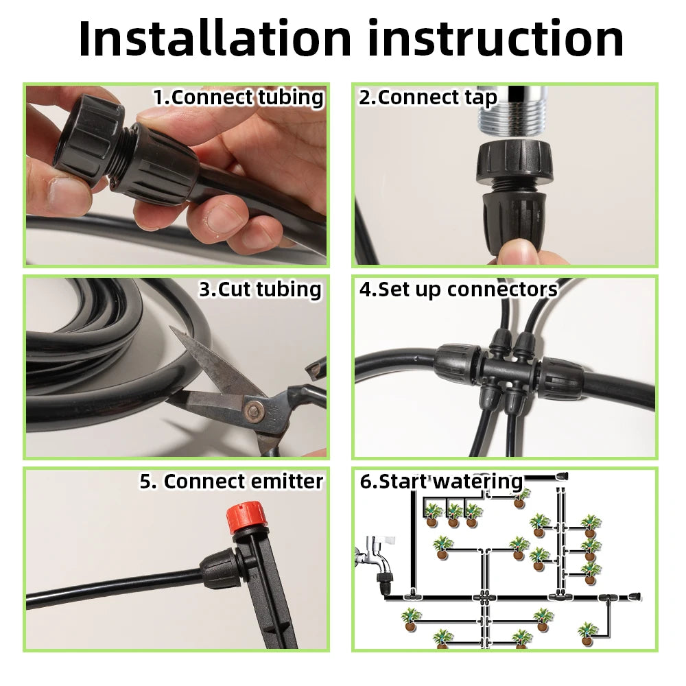 Main Line Drip Irrigation System With Adjustable Drippers Garden Kit