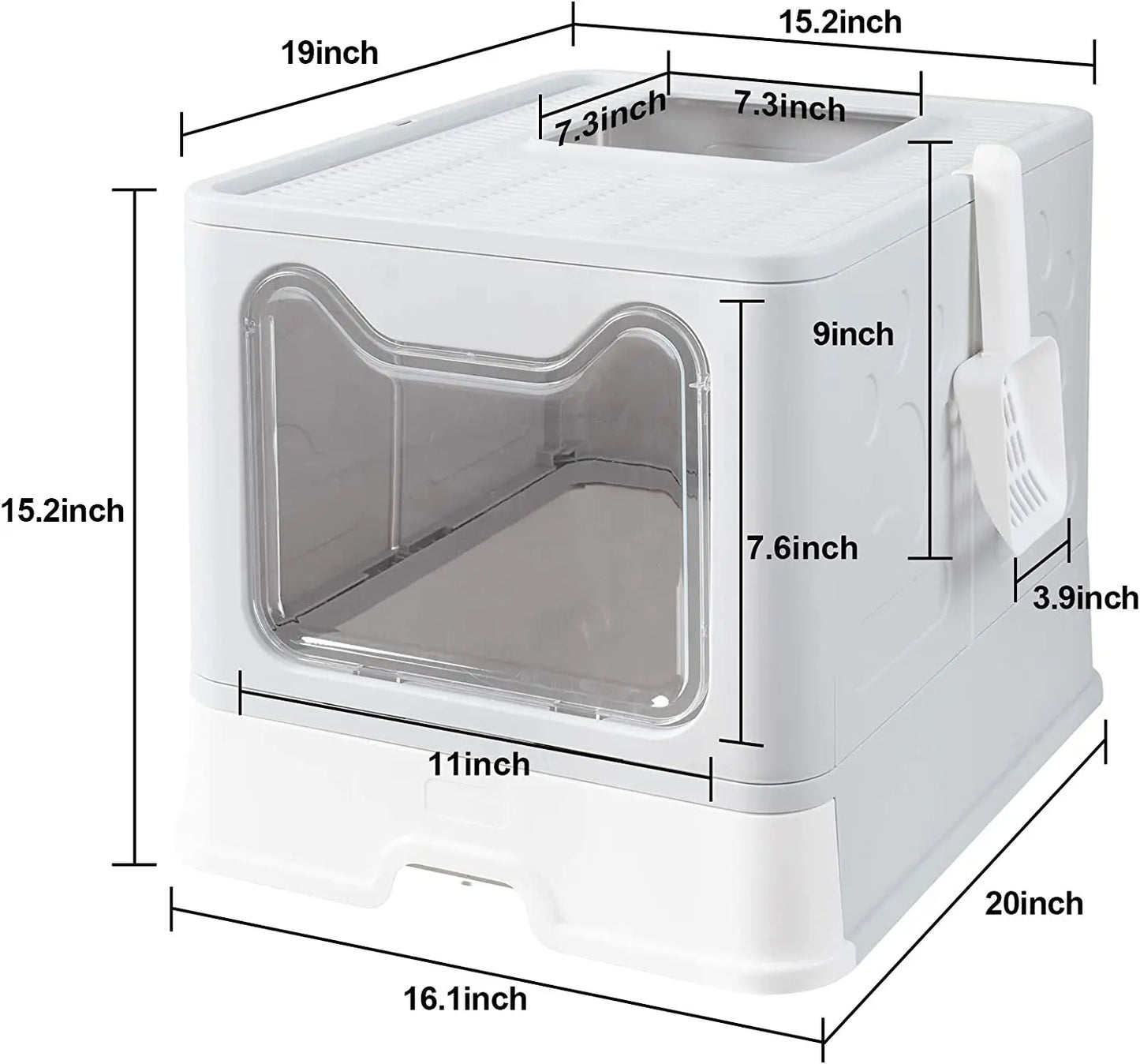 Front Entry Cat Litter Tray With Scoop And Drawer Foldable