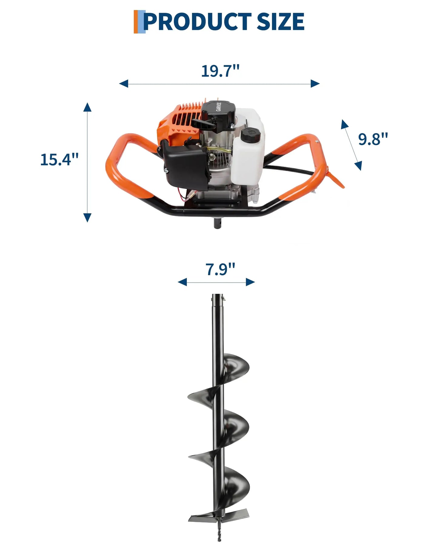 HiMISS 43cc Gas Powered Post Hole Digger Earth Auger