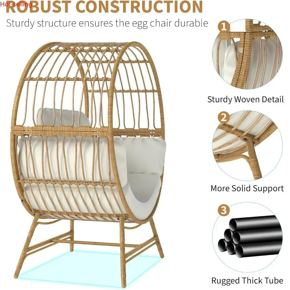 Egg Chair Outdoor Indoor Oversized Rattan Wicker Patio Lounge
