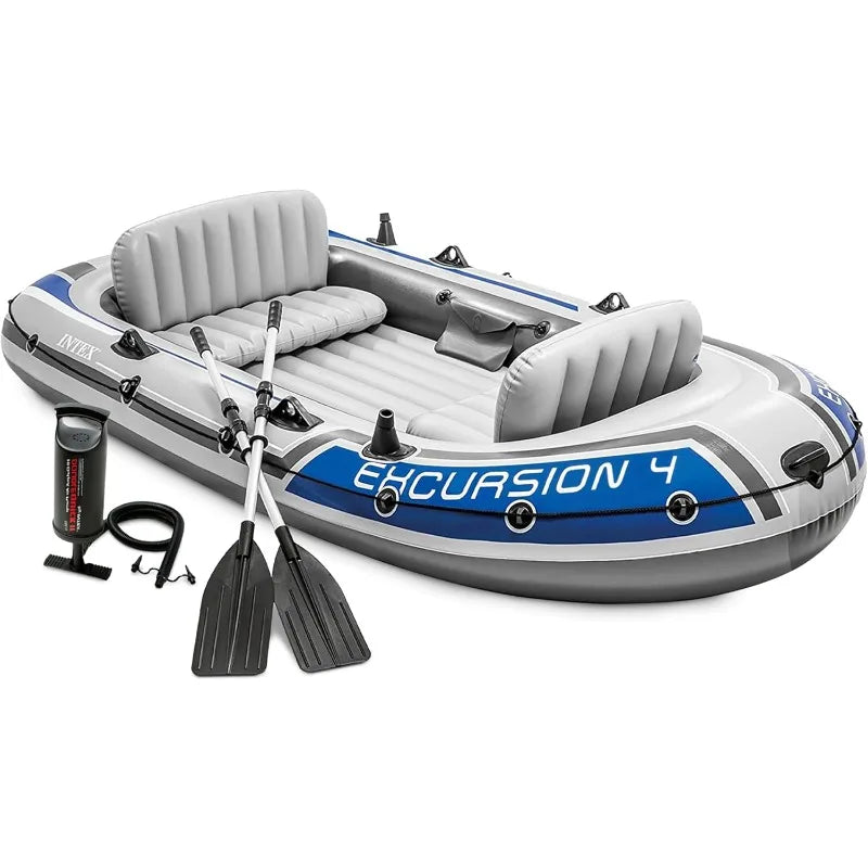 Excursion Inflatable Boat Set With Oars And High Output Pump
