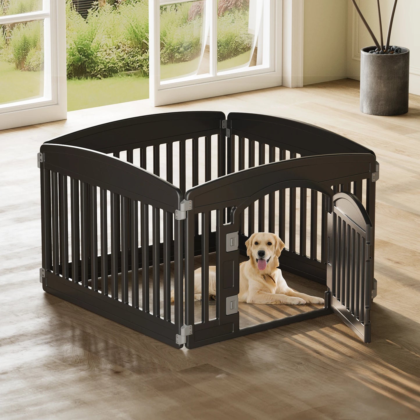JHK Plastic Dog Playpen For Medium Dogs Durable Portable Fence