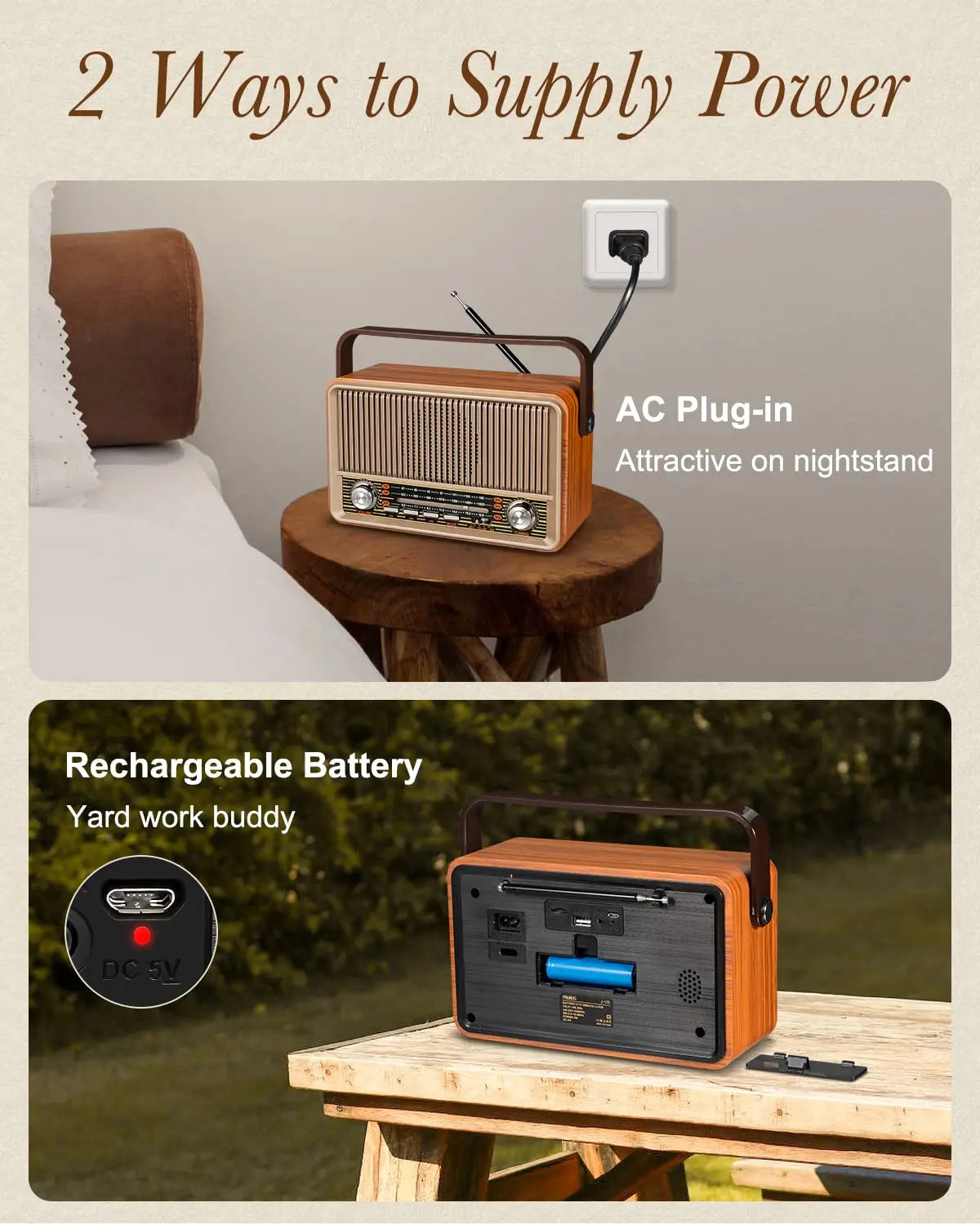 PRUNUS J-120 Portable AM FM Radio Bluetooth Speaker