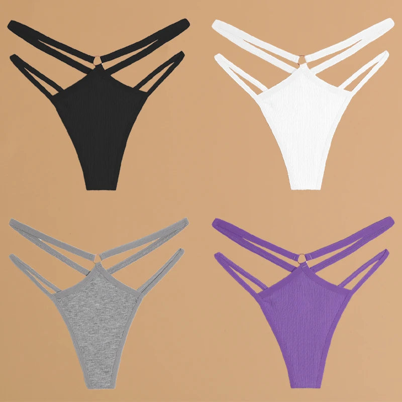 Finetoo Cotton Panties For Women Breathable Low Waist Underwear