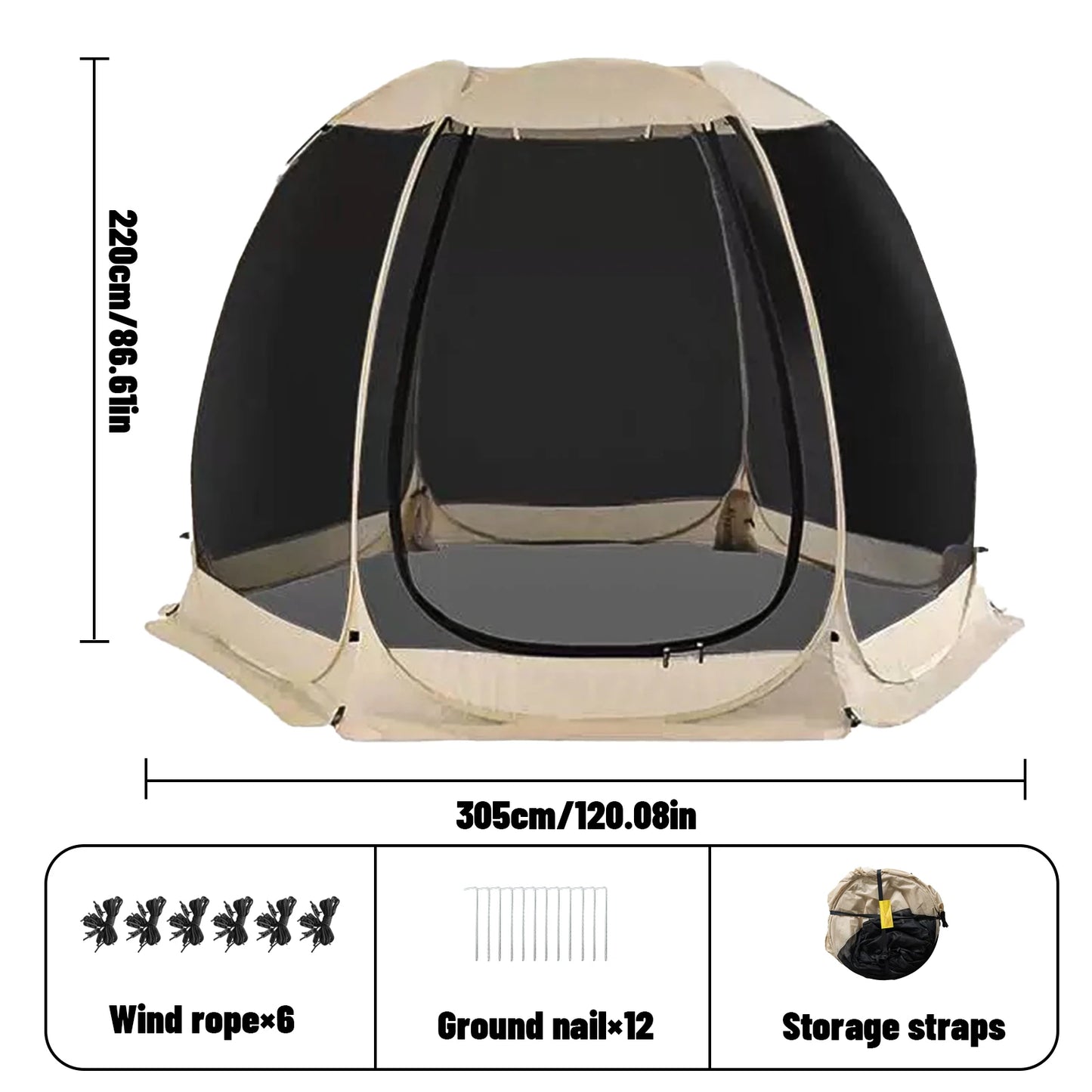 Pakicetus Family Pop Up Shelter With Full Mesh Walls for Camping