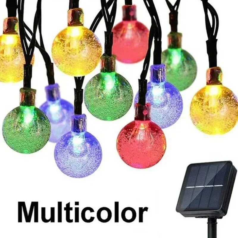 Solar Outdoor String Lights Crystal Fairy Garland 8 Modes Waterproof