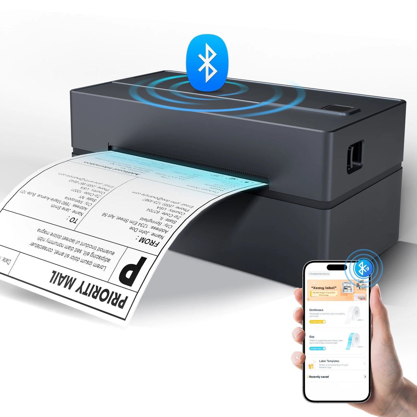Thermal Label Printer Portable No Ink 203DPI Bluetooth USB