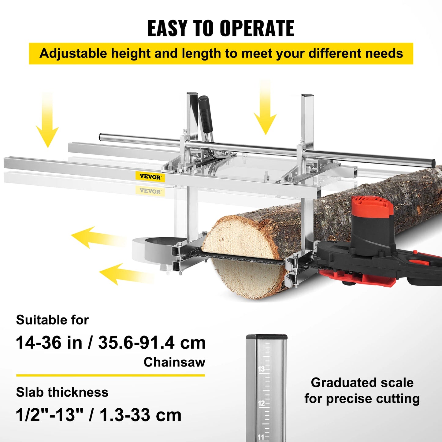 Chainsaw Mill Planking Lumber Cutting Guide Bar Aluminum Steel Portable Sawmill