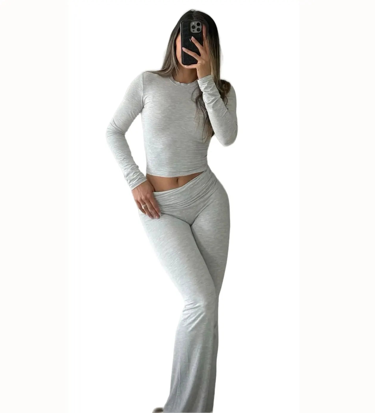 Women's Yoga Two-Piece Long Sleeve Wide-Leg Activewear Set
