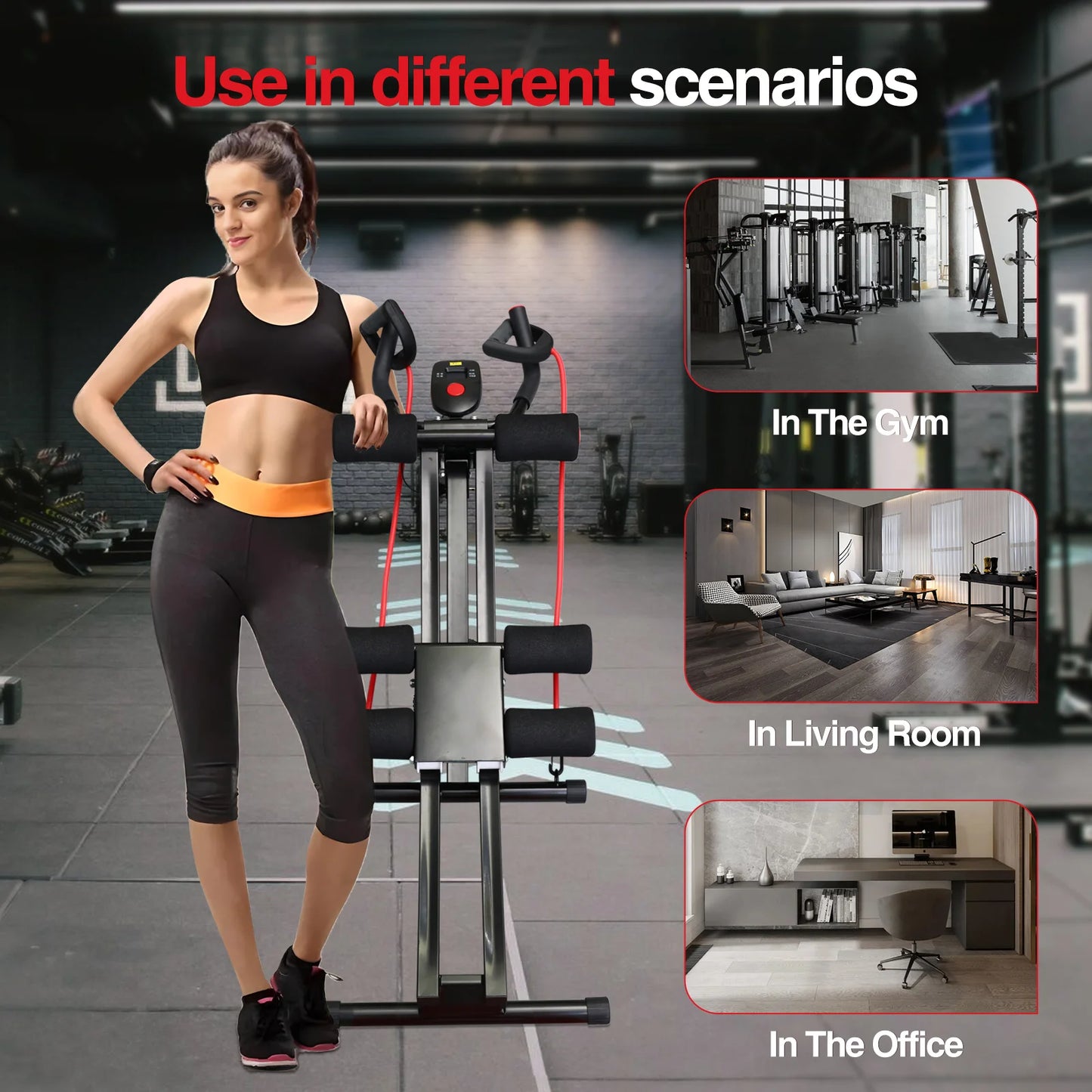 GIKPAL Foldable Ab Machine Abdominal Trainer With LCD Display Max 440lbs
