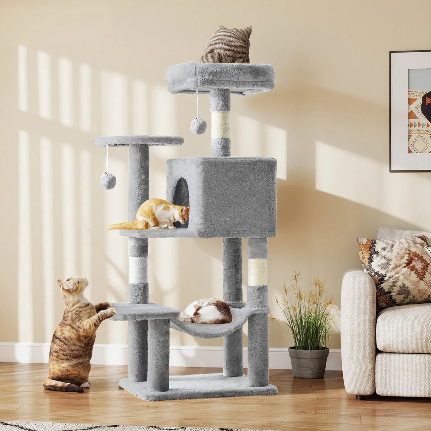 JHK Cat Tree Multi-Cat Climbing Tower Sisal Posts Indoor