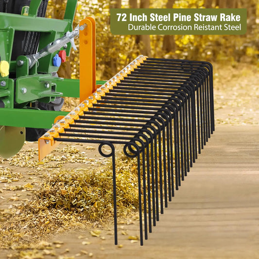 HiMISS Pine Straw Rake With Coil Spring Tines For Tractors