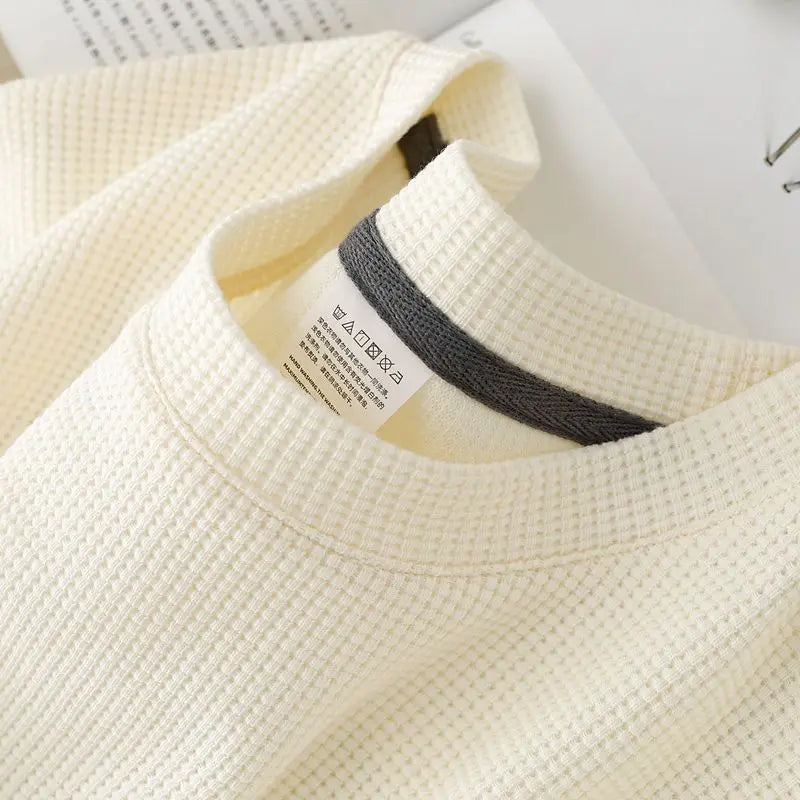 Mens Summer Waffle Round Neck Short Sleeve Breathable T Shirt