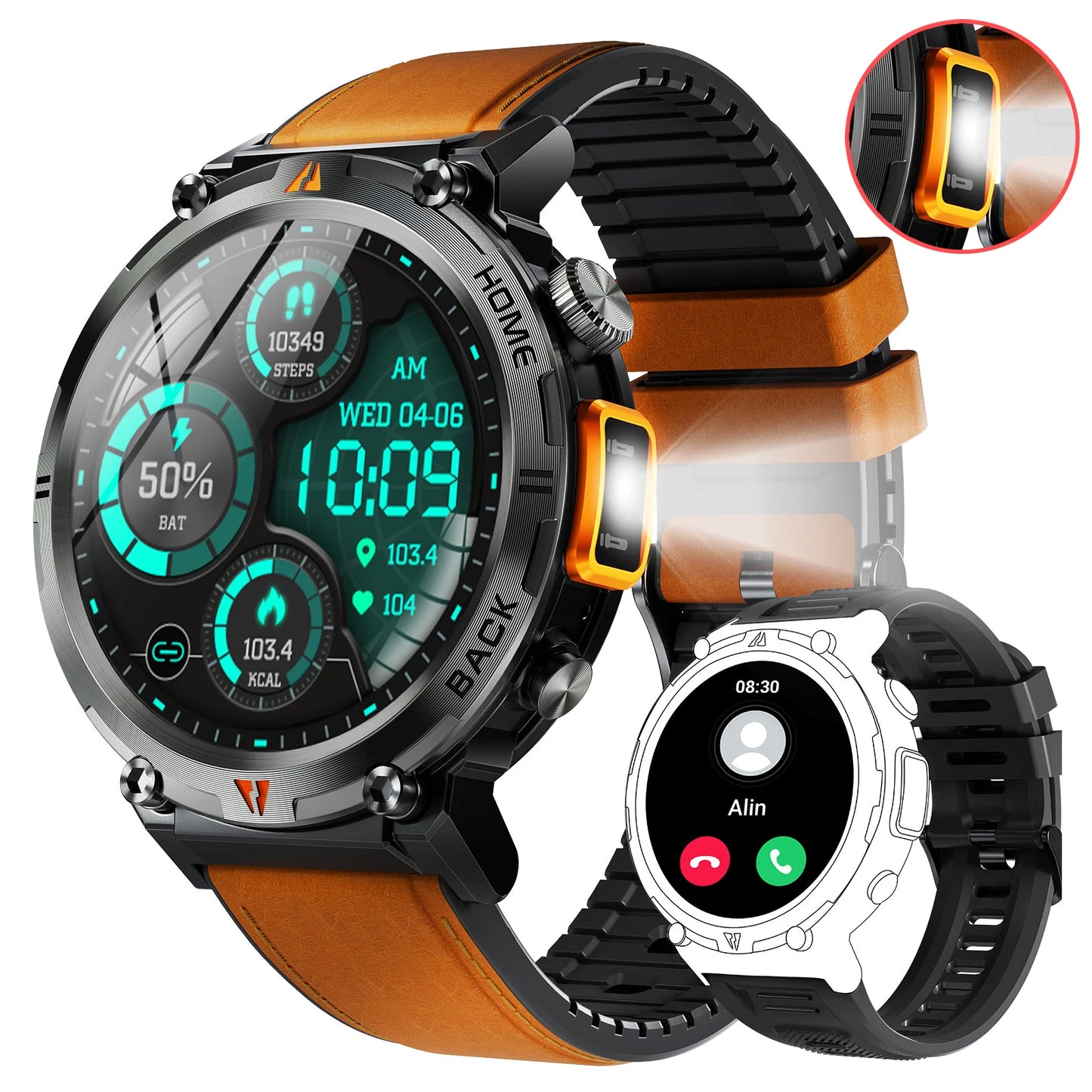 EIGIIS KE3 Smartwatch for Men Bluetooth Heart Rate Monitor
