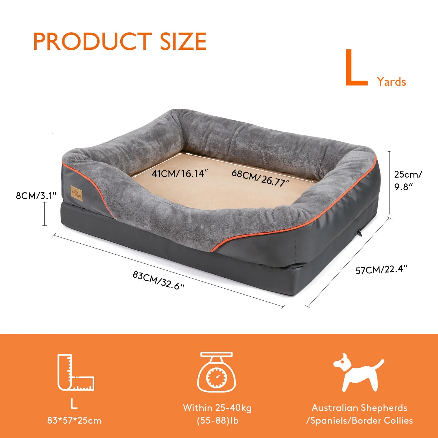 BINGOPAW Large Dog Bed With Removable Washable Cover Waterproof